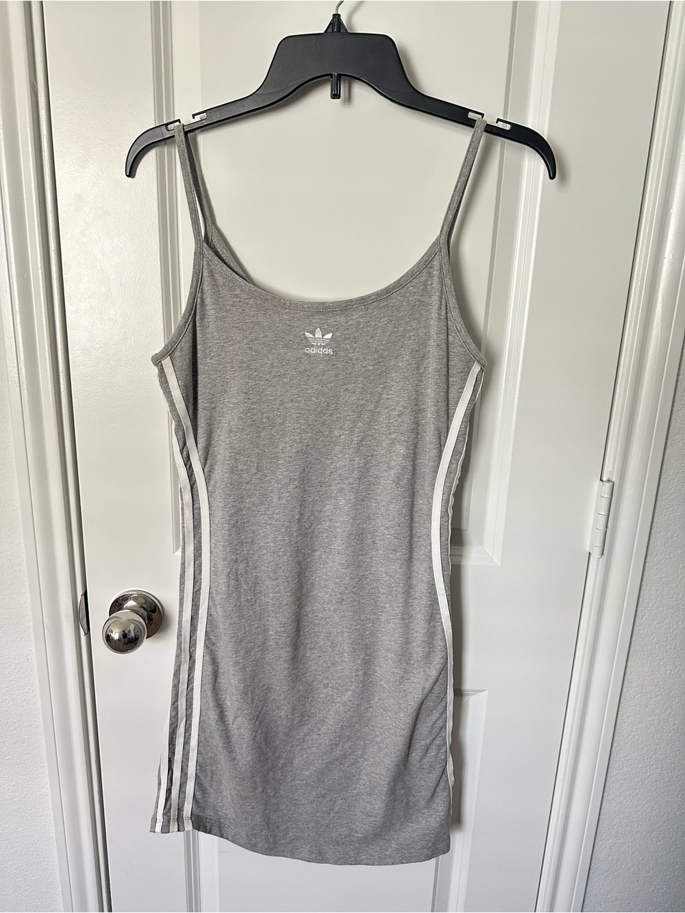 adidas Grey Sleeveless Strappy Tank Dress with White Side Stripes